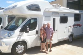 Lorraine and Des ready for the road in their brand new Avan Ovation M8 motorhome. Happy travels to you both.
